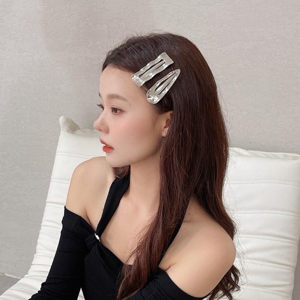 【老闆的娘】高雄現貨 不規則幾何金屬鴨嘴夾 歐美個性女瀏海夾 高質感合金橢圓髮夾 水滴夾 碎髮夾髮飾-細節圖5