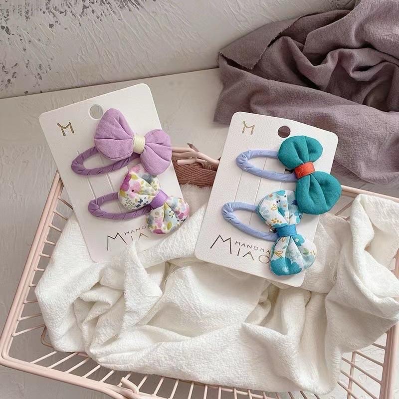 【老闆的娘】高雄現貨 隔日出 韓系碎花蝴蝶結套裝組 不傷髮 瀏海夾 碎髮夾 側邊夾 女童造型布藝髮夾 髮飾-細節圖5