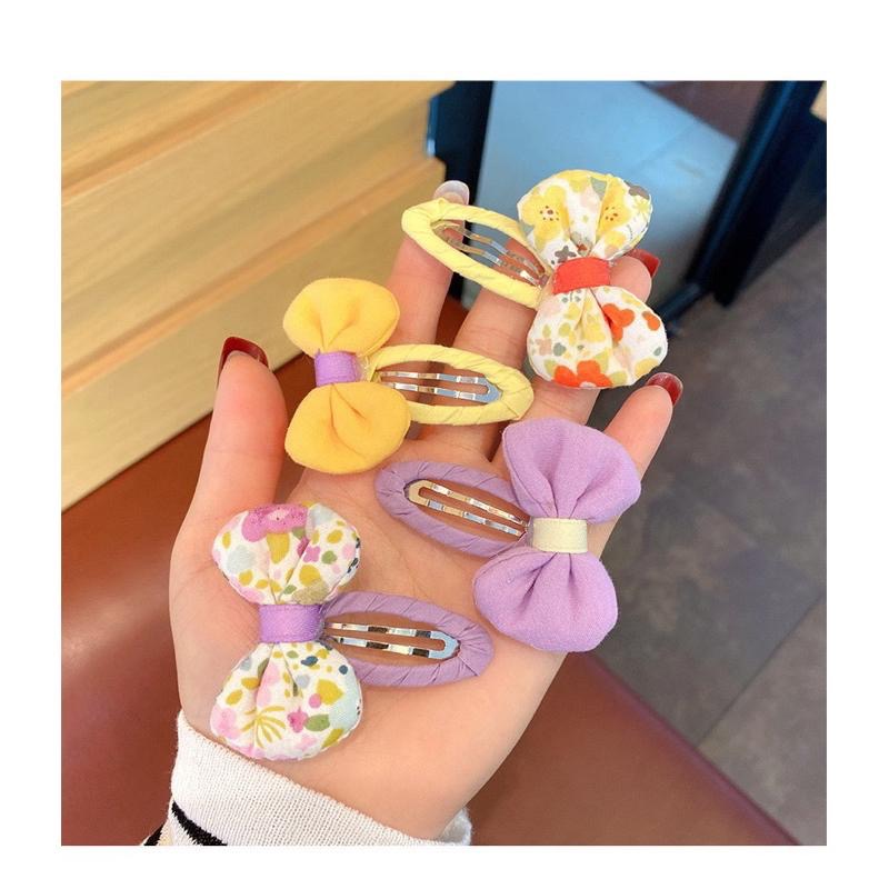 【老闆的娘】高雄現貨 隔日出 韓系碎花蝴蝶結套裝組 不傷髮 瀏海夾 碎髮夾 側邊夾 女童造型布藝髮夾 髮飾-細節圖6