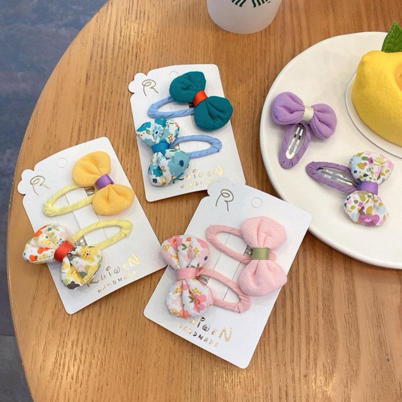 【老闆的娘】高雄現貨 隔日出 韓系碎花蝴蝶結套裝組 不傷髮 瀏海夾 碎髮夾 側邊夾 女童造型布藝髮夾 髮飾-細節圖7