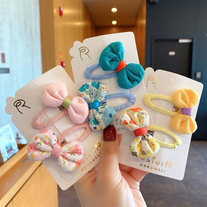 【老闆的娘】高雄現貨 隔日出 韓系碎花蝴蝶結套裝組 不傷髮 瀏海夾 碎髮夾 側邊夾 女童造型布藝髮夾 髮飾-細節圖8