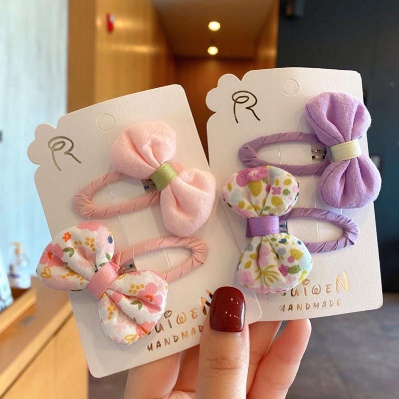 【老闆的娘】高雄現貨 隔日出 韓系碎花蝴蝶結套裝組 不傷髮 瀏海夾 碎髮夾 側邊夾 女童造型布藝髮夾 髮飾-細節圖9