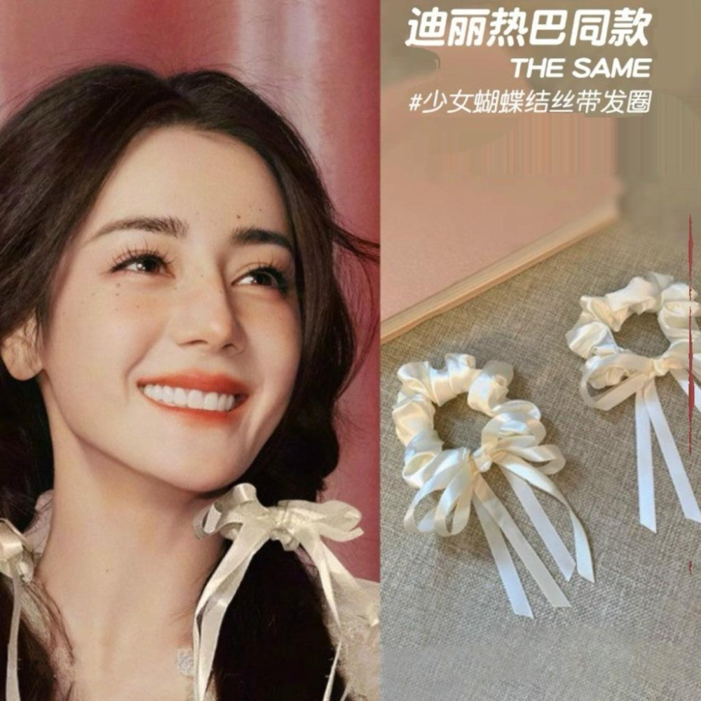 【老闆的娘】高雄現貨 隔日出 小眾溫柔感蝴蝶結大腸圈 氣質緞面絲綢質感髮圈 馬尾髮繩 髮飾 綁帶法式復古風-細節圖6