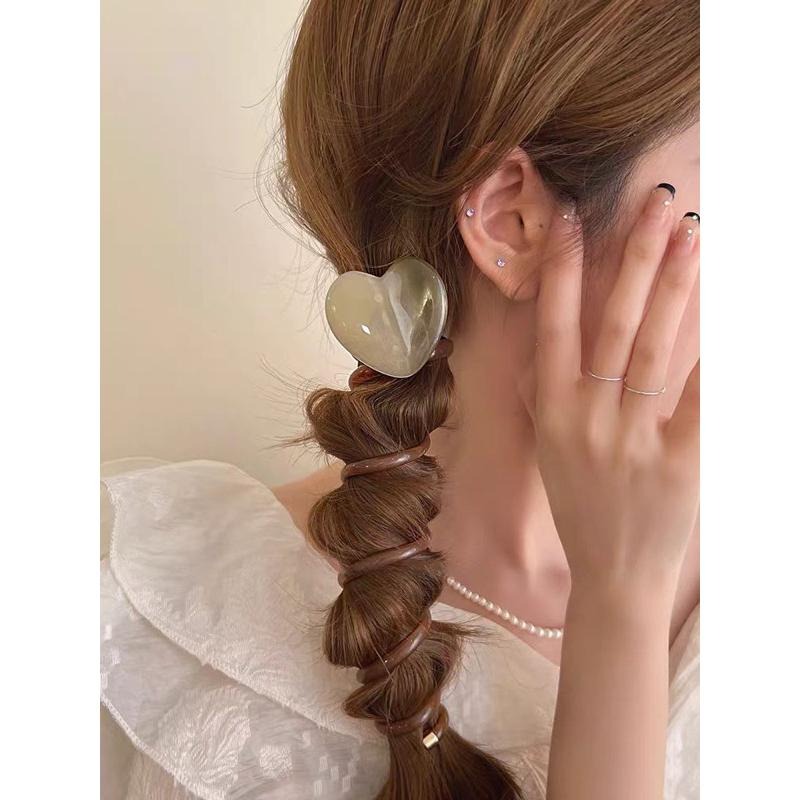 【老闆的娘】高雄現貨 隔日出 可愛造型泡泡辮頭繩 高級感愛心電話線髮圈 馬尾編髮神器 女生髮圈 頭飾 辮子捲捲髮繩 髮飾-細節圖2