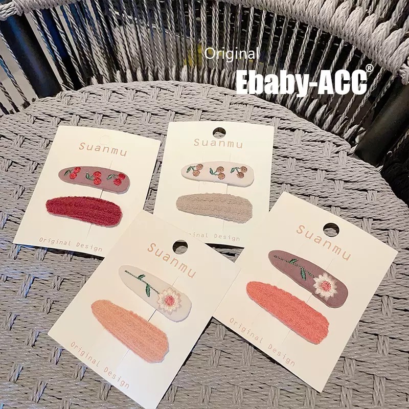 【老闆的娘】高雄現貨 隔日出 二入裝 韓國東大門復古刺繡格紋布藝bb髮夾 頭飾 女生髮夾 甜美碎髮夾 水滴髮夾 髮飾-細節圖10