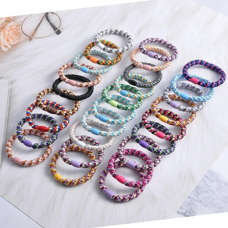 【老闆的娘】高雄現貨 隔日出 平替款加粗亮絲彩色麻花高彈力髮圈 多股編織髮圈 高馬尾髮束 不咬髮金銀絲髮繩 丸子頭 髮飾-細節圖2