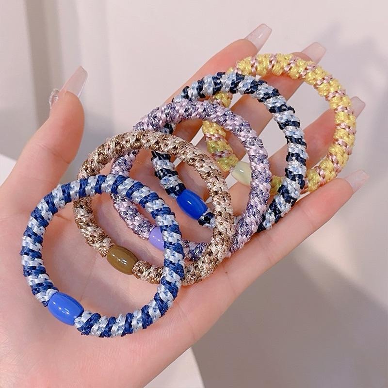 【老闆的娘】高雄現貨 隔日出 平替款加粗亮絲彩色麻花高彈力髮圈 多股編織髮圈 高馬尾髮束 不咬髮金銀絲髮繩 丸子頭 髮飾-細節圖6