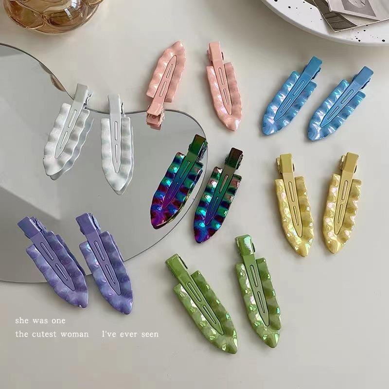 【老闆的娘】高雄現貨 隔日出 韓版彩色電鍍波浪無痕髮夾 金屬一字夾 水波紋髮夾 浪板夾 碎髮夾 女瀏海夾 造型夾 髮飾-細節圖2