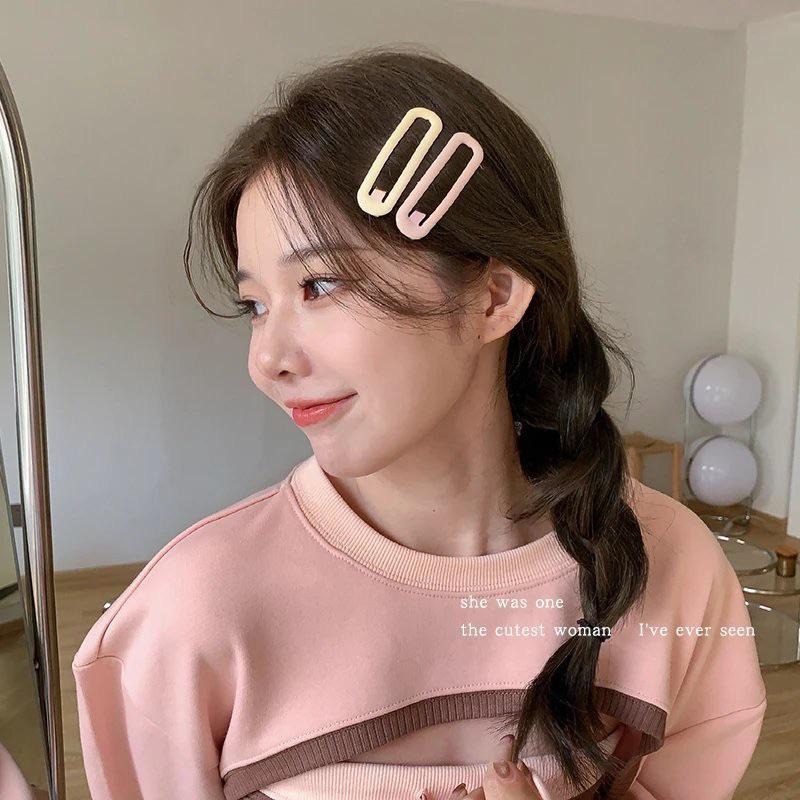 【老闆的娘】高雄現貨 隔日出 韓版啞光磨砂橢圓BB髮夾 彩色鏤空造型夾 側邊夾 女瀏海夾 碎髮夾 髮飾小物-細節圖2