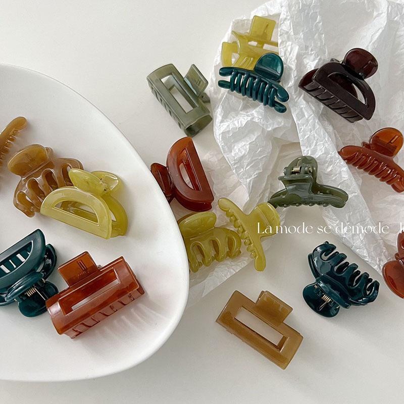 【老闆的娘】高雄現貨 隔日出 多款琥珀色瀏海抓夾 韓系幾何一字夾 頭頂夾 半圓形造型夾 長方髮夾 女生髮夾 髮飾-細節圖5