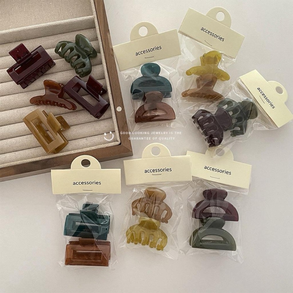 【老闆的娘】高雄現貨 琥珀色瀏海抓夾 韓系幾何一字夾 頭頂夾 半圓形造型夾 長方髮夾 女生髮夾 髮飾-細節圖2