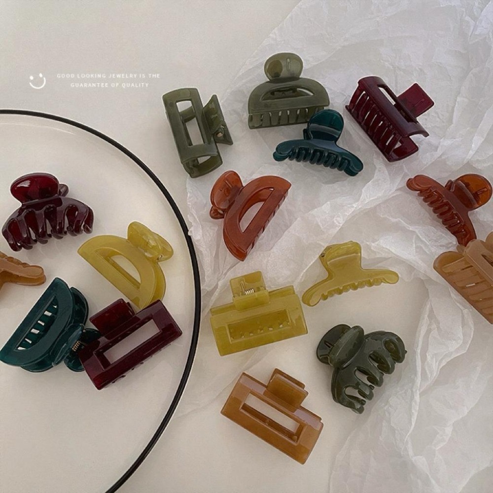 【老闆的娘】高雄現貨 琥珀色瀏海抓夾 韓系幾何一字夾 頭頂夾 半圓形造型夾 長方髮夾 女生髮夾 髮飾-細節圖7