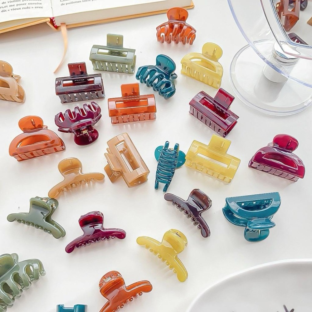 【老闆的娘】高雄現貨 琥珀色瀏海抓夾 韓系幾何一字夾 頭頂夾 半圓形造型夾 長方髮夾 女生髮夾 髮飾-細節圖9