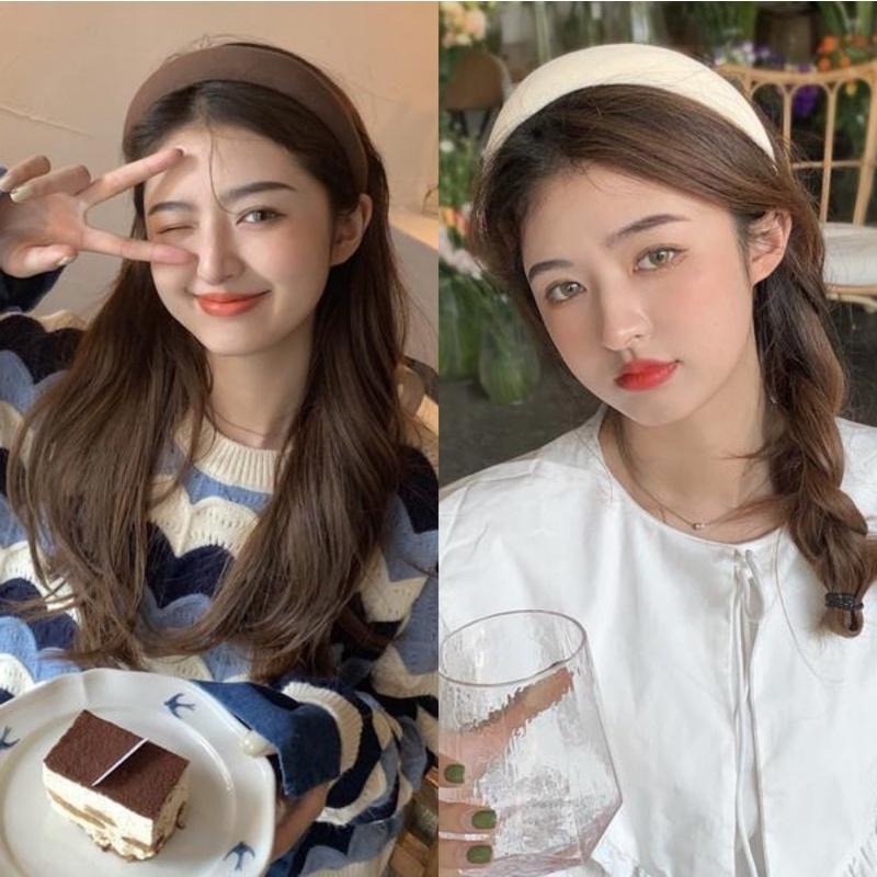 【老闆的娘】高雄現貨 韓版甜美百搭高顱海綿頂髮箍 奶茶色瀏海海綿髮箍 造型頭箍 髮帶 法式 秋冬 髮飾-細節圖7