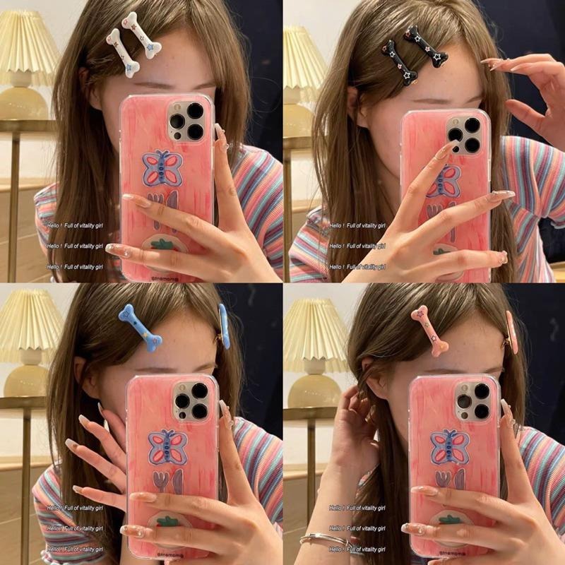 【老闆的娘】高雄現貨 隔日出 可愛搞怪少女塗鴉骨頭鴨嘴夾 瀏海夾 一字夾 碎髮夾 兒童髮夾 女生髮夾 髮飾-細節圖4