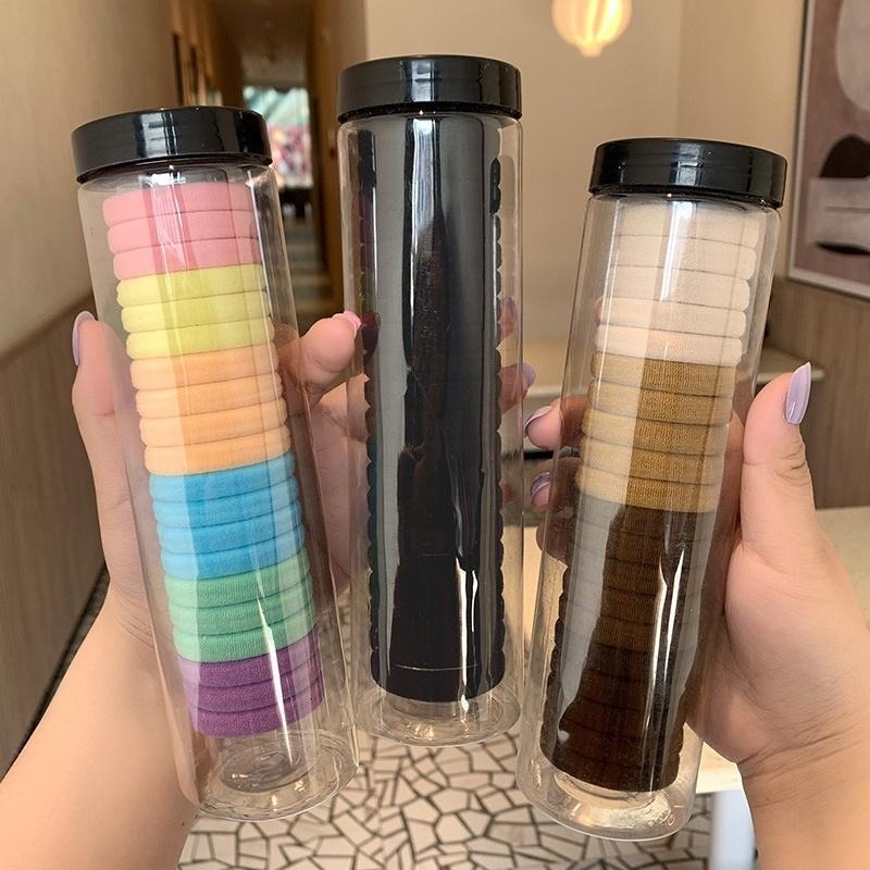 【老闆的娘】高雄現貨 隔日出 20條罐裝 加粗奶茶色毛巾圈 不咬髮高彈力無接縫髮圈 韓版百搭彩色髮圈 女生髮圈 髮飾-細節圖8