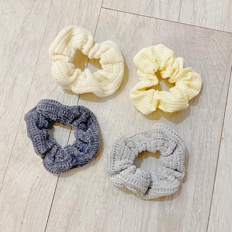 【老闆的娘】高雄現貨 不易滑落 韓版氣質百搭溫柔針織彈力大腸圈 毛呢燈芯絨大腸圈 扎頭髮 包頭 女馬尾髮束 髮飾-細節圖6