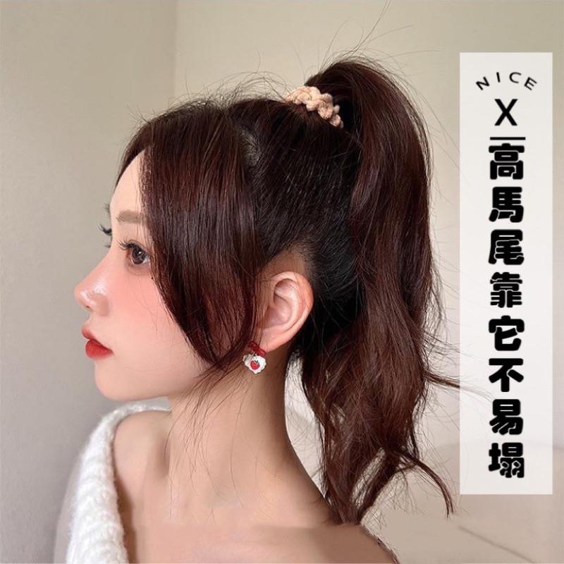 【老闆的娘】台灣現貨🌟韓版高馬尾素色螺旋高彈力髮繩 不易鬆 綁超緊 奶茶色麻花髮圈 黑色彈力髮圈 紮高馬尾髮繩 髮飾-細節圖3