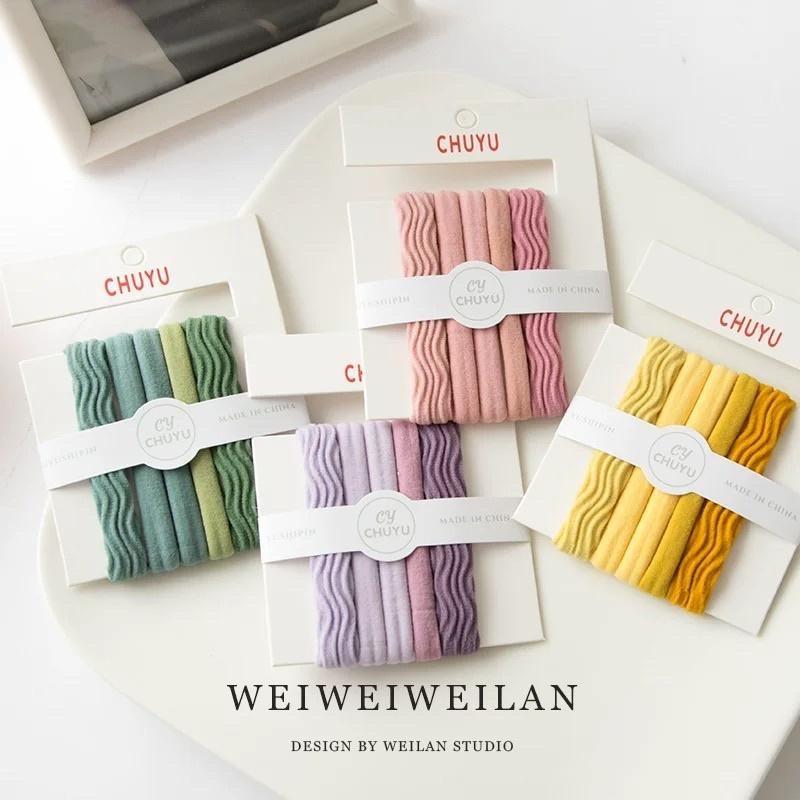 【老闆的娘】高雄現貨 隔日出 韓版馬卡龍漸層毛巾髮圈｜高彈力拉伸綁髮圈 不咬髮 毛巾髮圈 女高馬尾髮束 彩色髮圈 髮飾-細節圖3