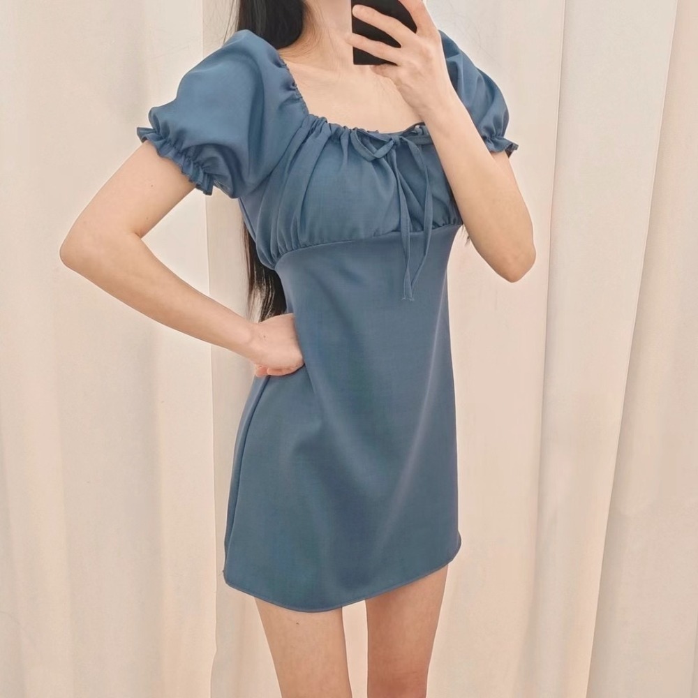 正韓🇰🇷可甜可鹹抽繩洋裝-細節圖4