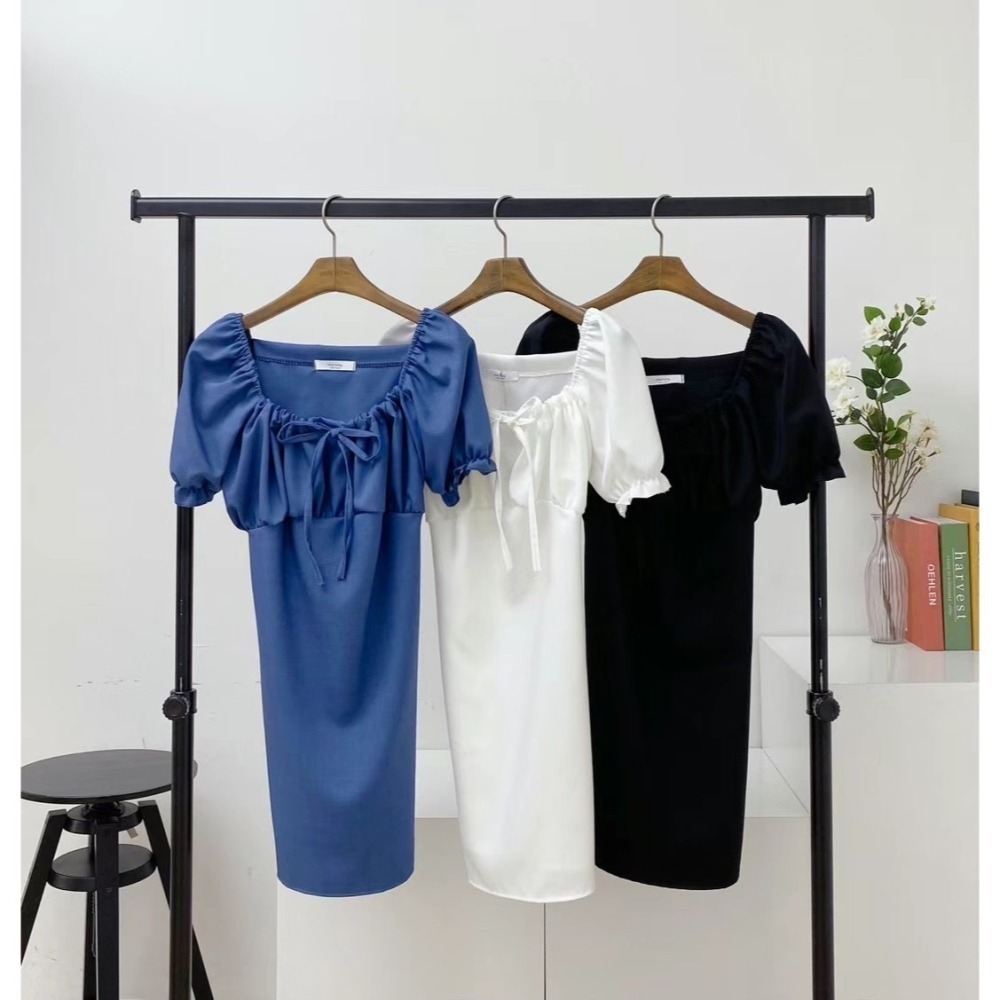 正韓🇰🇷可甜可鹹抽繩洋裝-細節圖7