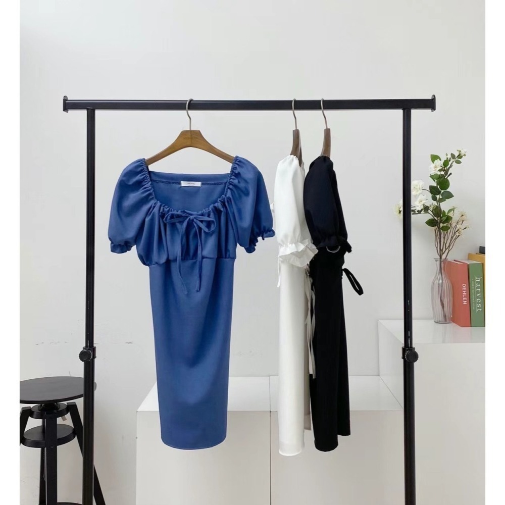 正韓🇰🇷可甜可鹹抽繩洋裝-細節圖8