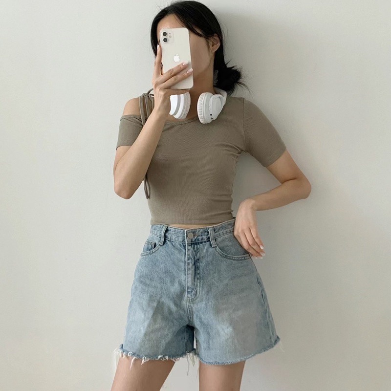 正韓🇰🇷斜肩綁帶上衣-細節圖3