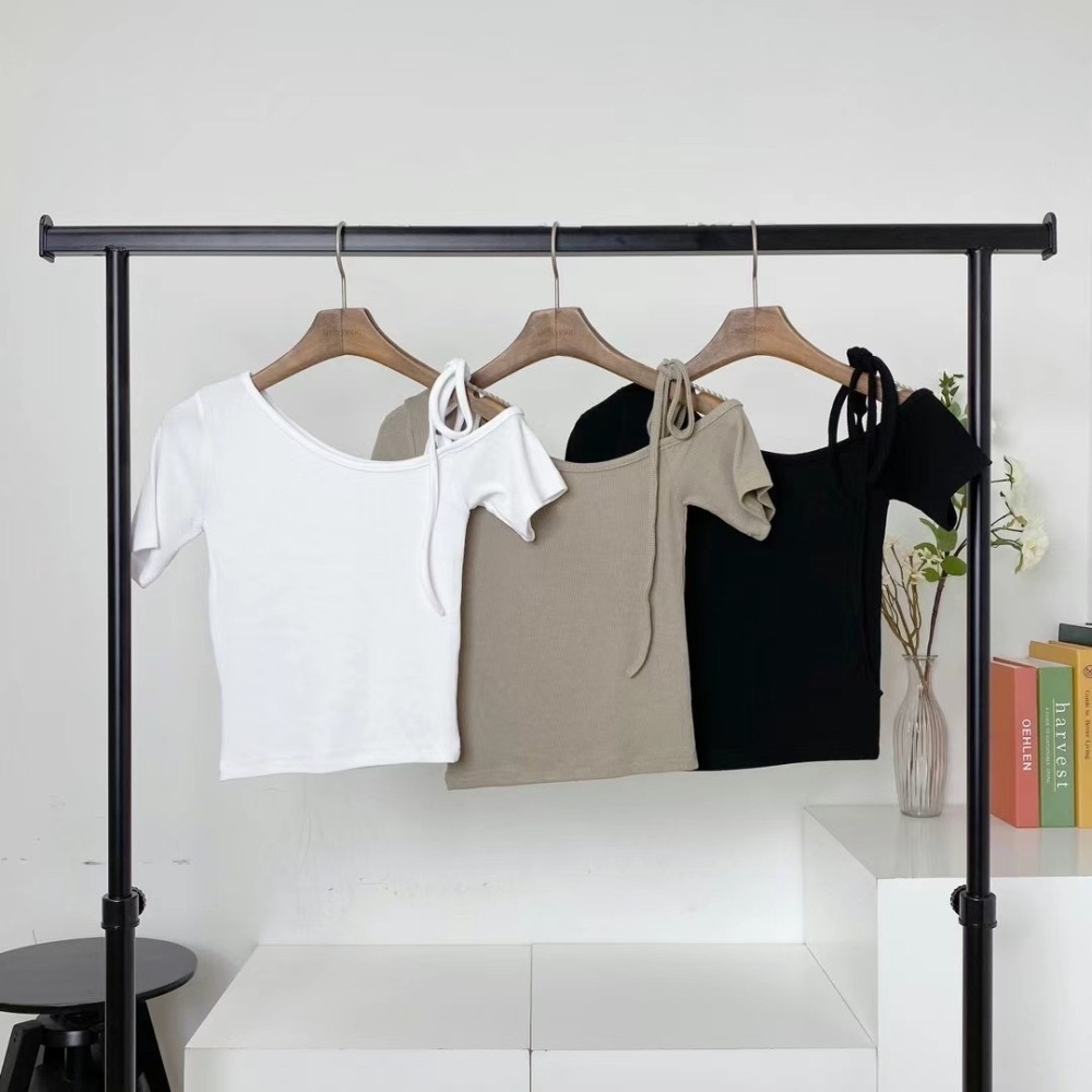 正韓🇰🇷斜肩綁帶上衣-細節圖6