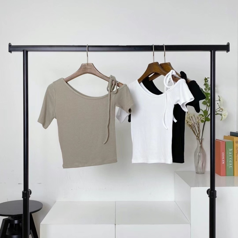 正韓🇰🇷斜肩綁帶上衣-細節圖7