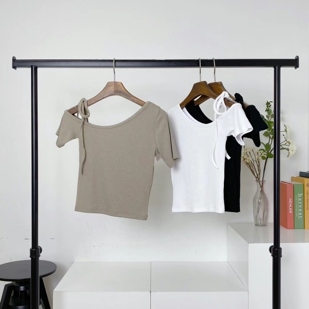 正韓🇰🇷斜肩綁帶上衣-細節圖8