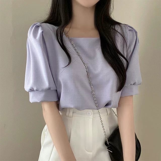 正韓🇰🇷氣質方領上衣-細節圖2