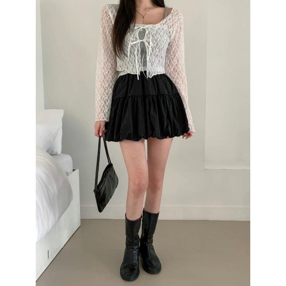 正韓🇰🇷甜心蕾絲綁帶罩衫-細節圖5