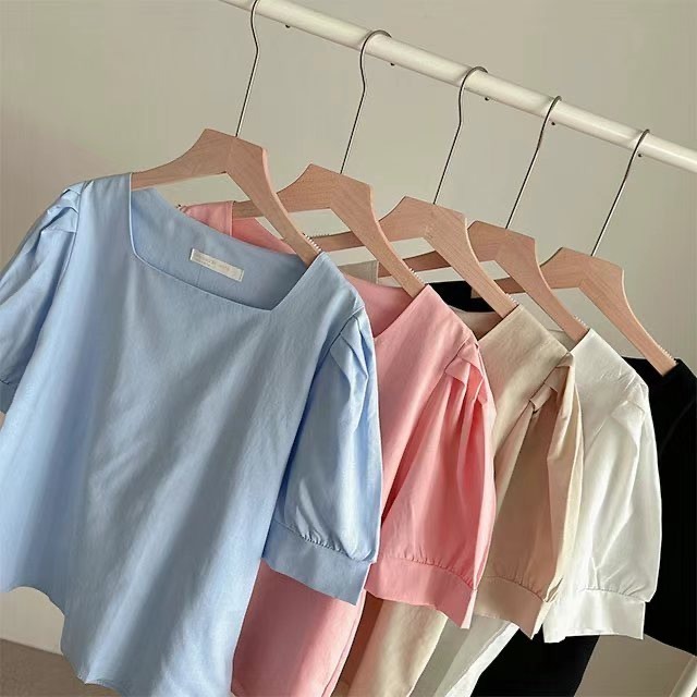 正韓🇰🇷棉麻方領上衣-細節圖10