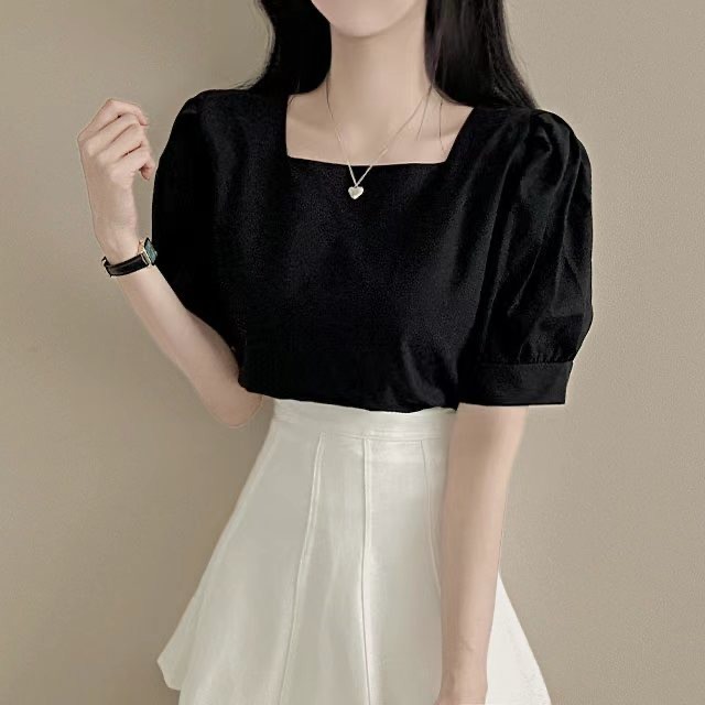 正韓🇰🇷棉麻方領上衣-規格圖10