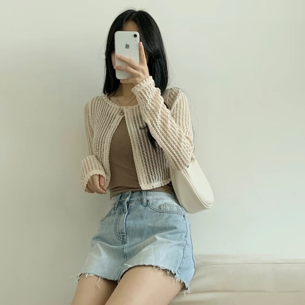 正韓🇰🇷網格罩衫背心SET-細節圖3