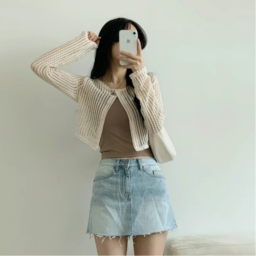 正韓🇰🇷網格罩衫背心SET-細節圖4