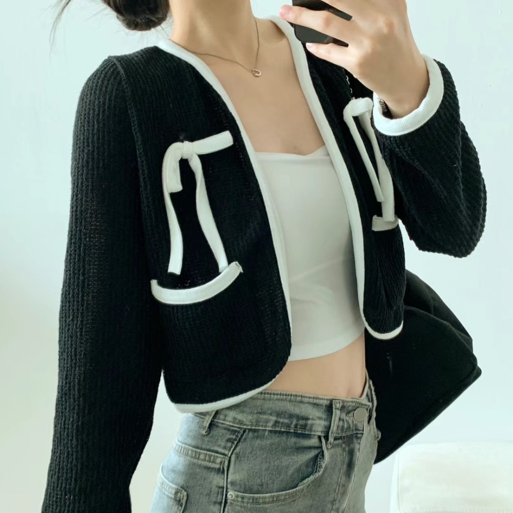 正韓🇰🇷清新口袋針織外-細節圖2