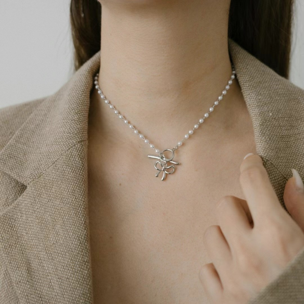 正韓🇰🇷珍結點‧純銀珍珠鍊-細節圖4