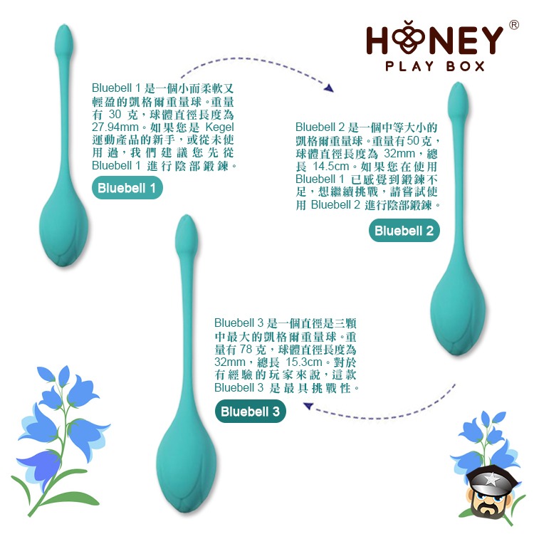 美國 HONEY PLAY BOX 閨中密友 藍風鈴訓練組 凱格爾陰道鍛鍊球BLUEBELL KEGEL BALL-細節圖5