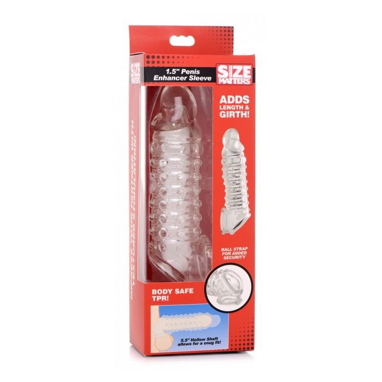 美國 SIZE MATTERS 勃起加長加粗套 1.5 INCH PENIS ENHANCER SLEEVE 簡易穿戴-規格圖1