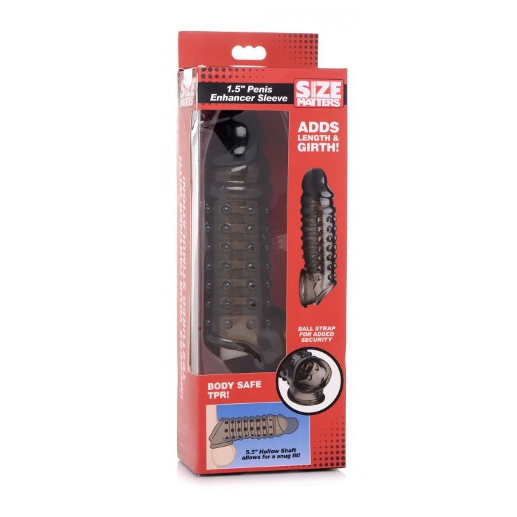 美國 SIZE MATTERS 勃起加長加粗套 1.5 INCH PENIS ENHANCER SLEEVE 簡易穿戴-規格圖2
