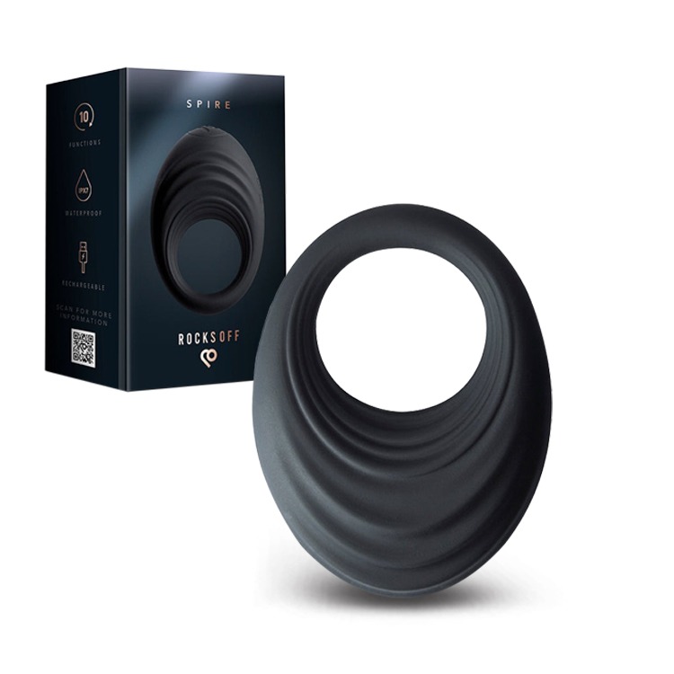 英國 ROCKS-OFF 性愛迴旋 多頻震動液態矽膠屌環 SPIRE VIBRATING COCK RING 陽具環-細節圖2