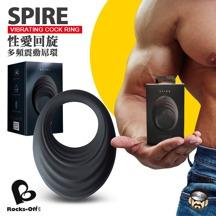 英國 ROCKS-OFF 性愛迴旋 多頻震動液態矽膠屌環 SPIRE VIBRATING COCK RING 陽具環-細節圖9