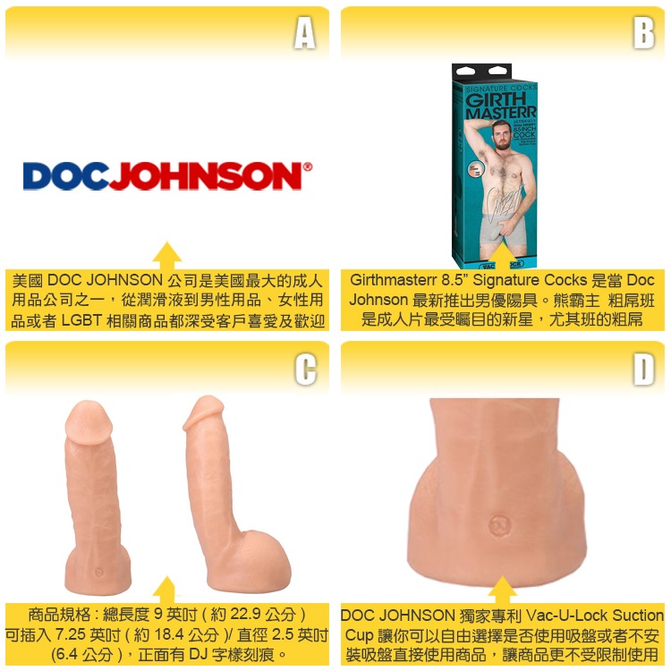美國 DOC JOHNSON 熊霸主粗屌班 擬真8.5吋陽具 GIRTHMASTERR 6.4cm 粗屌霸主 等你挑戰-細節圖3