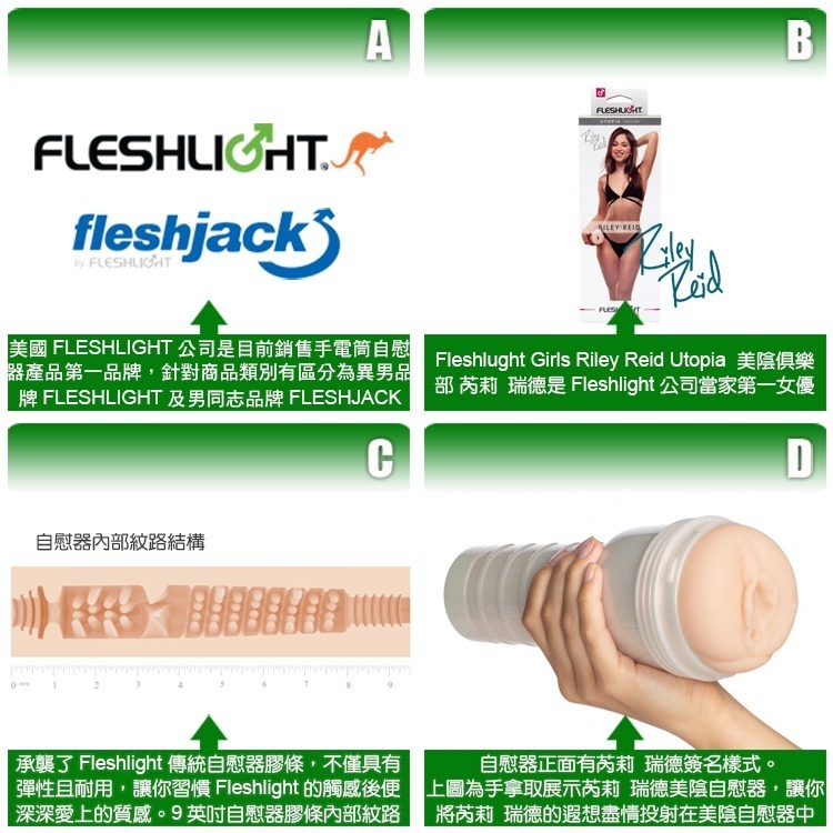 美國 FLESHLIGHT GIRLS 美陰俱樂部 芮莉瑞德 美陰自慰器 RILEY REID 手電筒飛機杯 名器-細節圖3