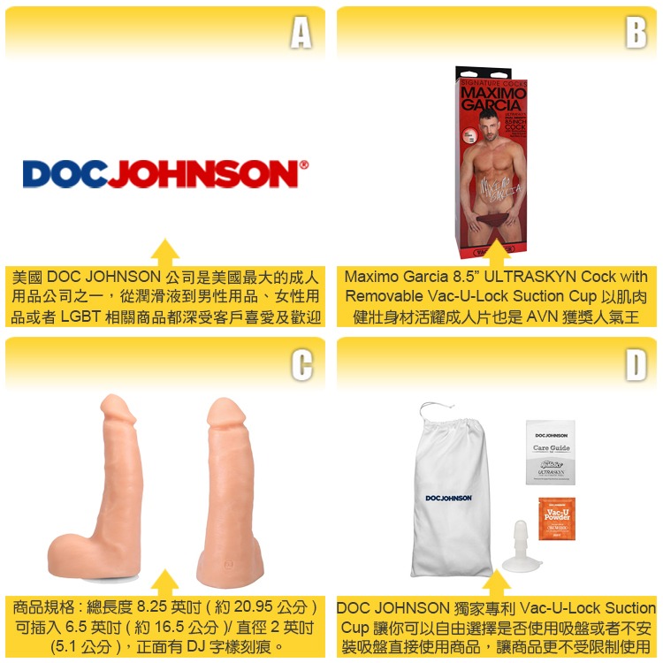 美國 DOC JOHNSON 馬克西莫加西亞 擬真8.5吋陽具 MAXIMO GARCIA COCK 男優倒模假屌-細節圖3