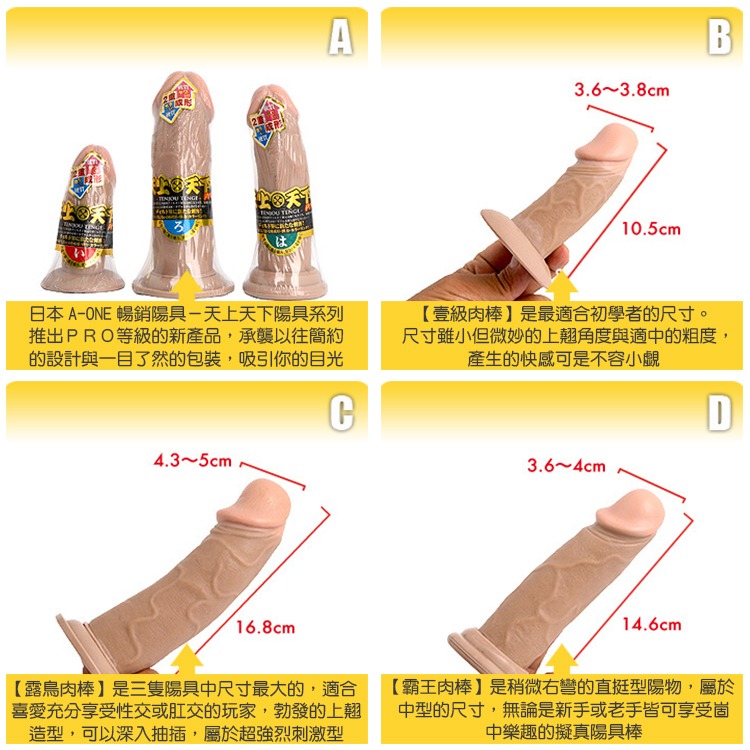 日本 A-ONE 天上天下雙重材質擬真陽具 壹級/霸王/露鳥肉棒 TENJOU TENGE PRO DILDO 假屌-細節圖3