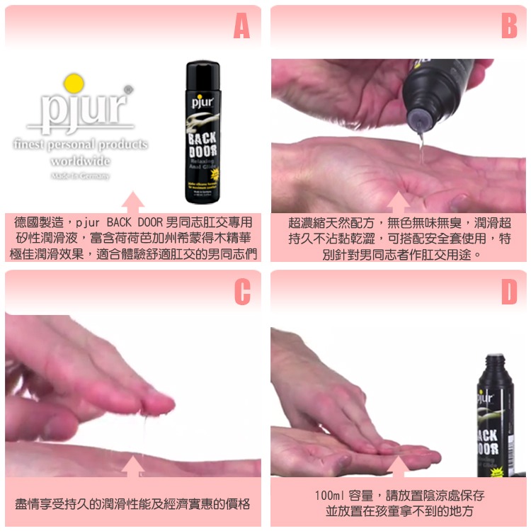 德國 PJUR 碧宜潤 肛交矽性潤滑液BACK DOOR Relaxing SILICONE Lube KY-細節圖3