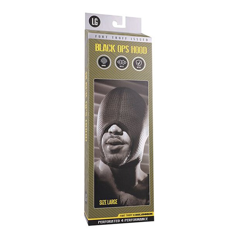 美國 FORT TROFF 性愛解放調教專用頭套 BLACK OPS HOOD 大開口設計舒適貼合 適合BDSM調教-規格圖2