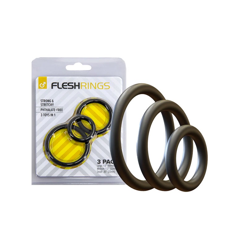 美國 FLESHLIGHT 鉑金級矽膠屌環 FLESHBANDS SILICONE COCK RING 3PACK-規格圖2